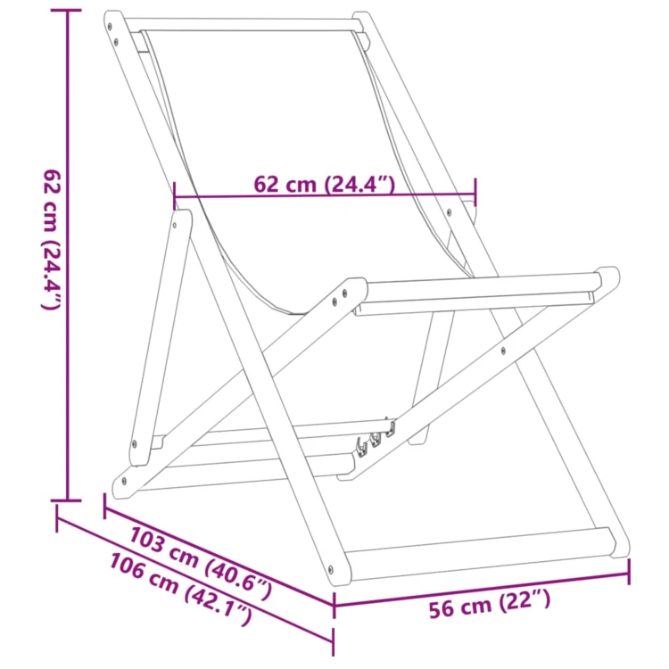 Chaise de plage pliante en bois avec dossier réglable