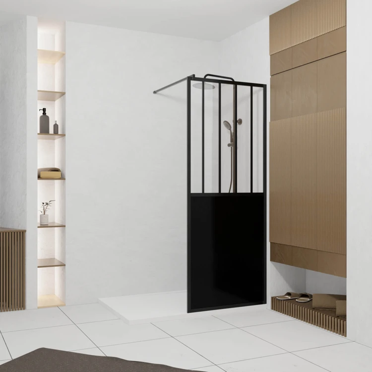 Paroi de douche verrière en verre trempé 5 mm avec structure aluminium