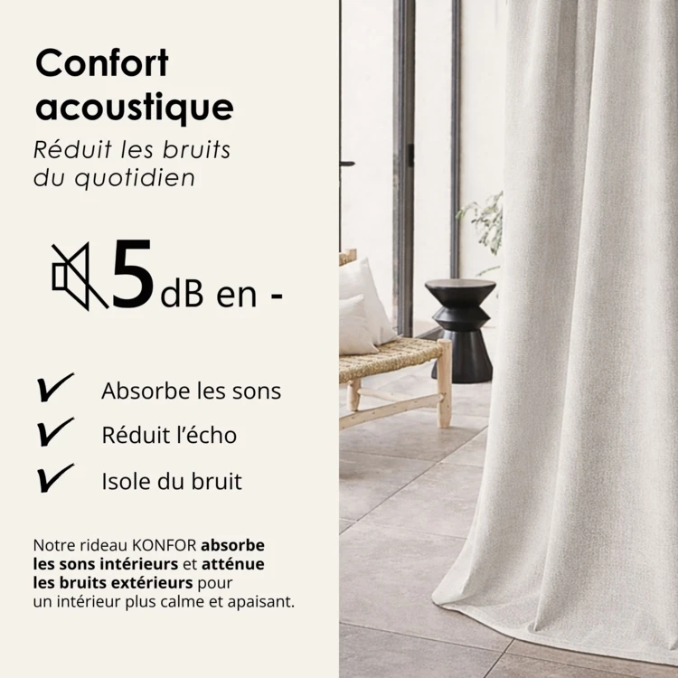 Rideau thermique phonique et semi occultant KONFOR