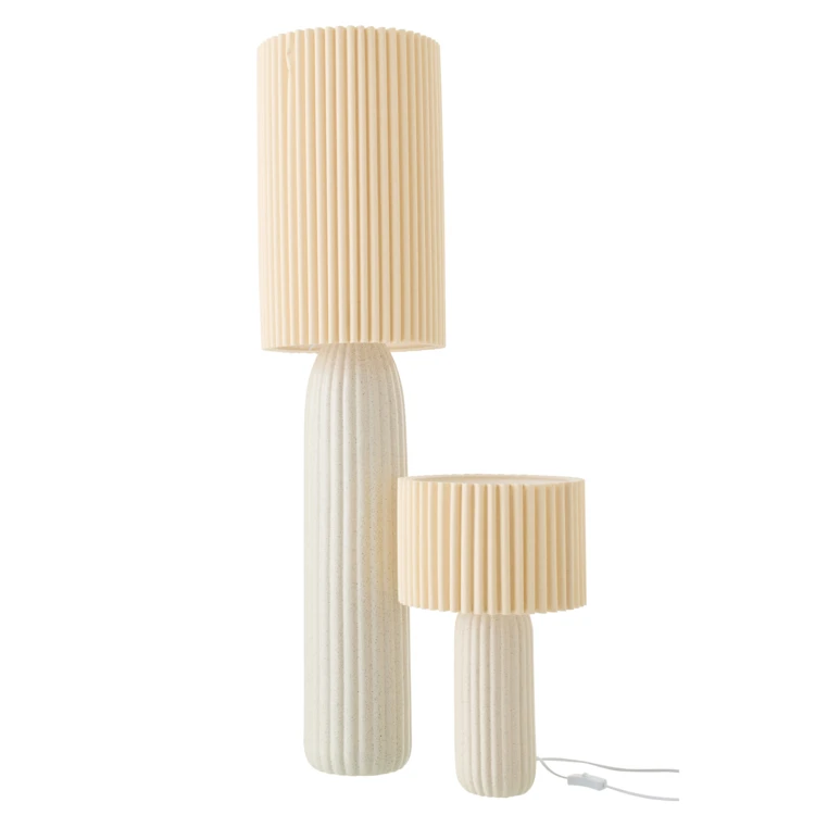 Lampadaire en poterie avec abat-jour plissé