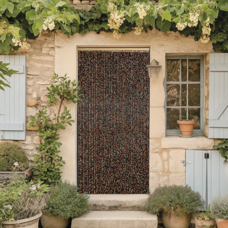 Cortina cuadrada de madera para puertas