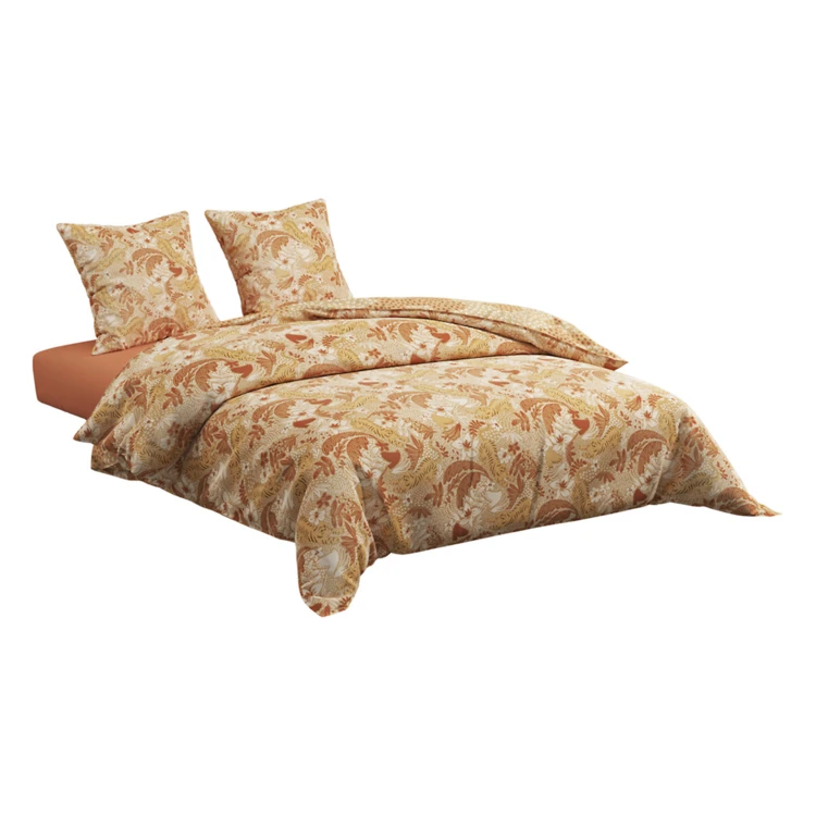 Conjunto de cama de 3 peças reversível com padrão vegetal
