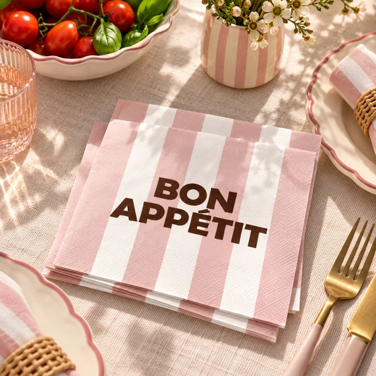 20er-Set Papierservietten Streifenmuster Bon Appétit
