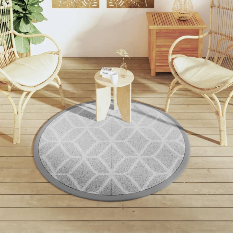 Tapis d'extérieur rond motif géométrique