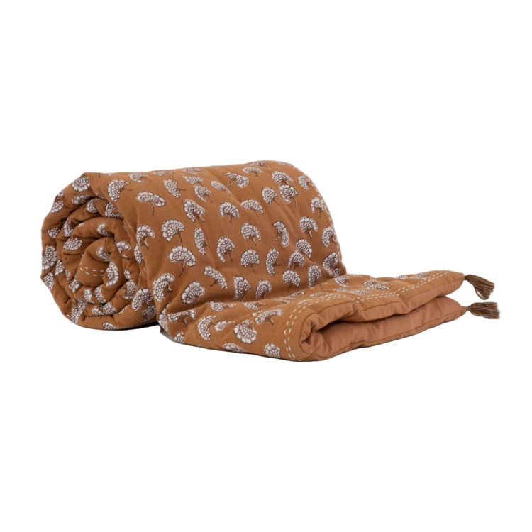 Édredon imprimé 100% coton avec pompon