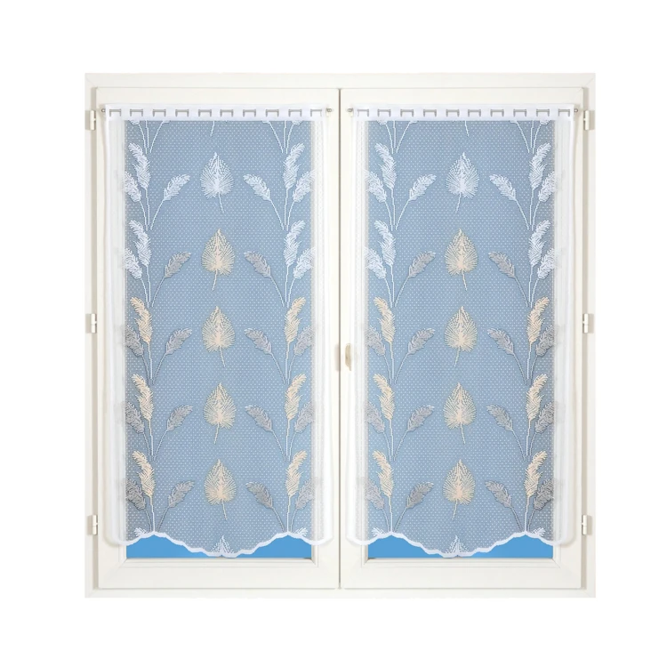 Paire de vitrages dentelle base ondulée feuillage