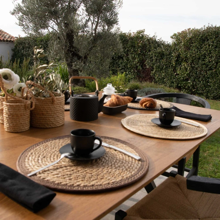 Set de table rond en jute rigide tressée