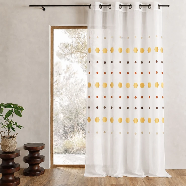 Visillo en jacquard con estampado hexagonal