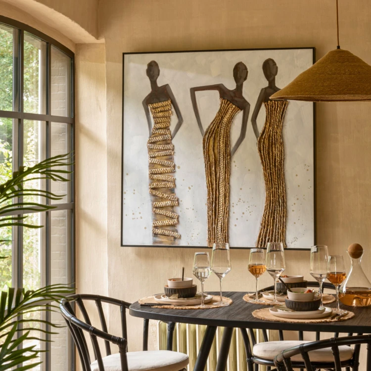 Suspension luminaire chapeau jonc naturel