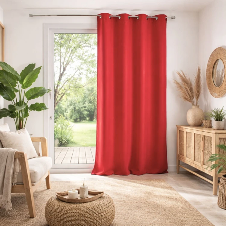 Rideau ameublement uni à oeillets