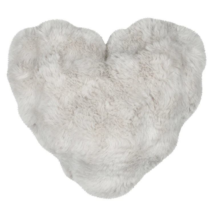 Coussin décoratif cœur en fausse fourrure