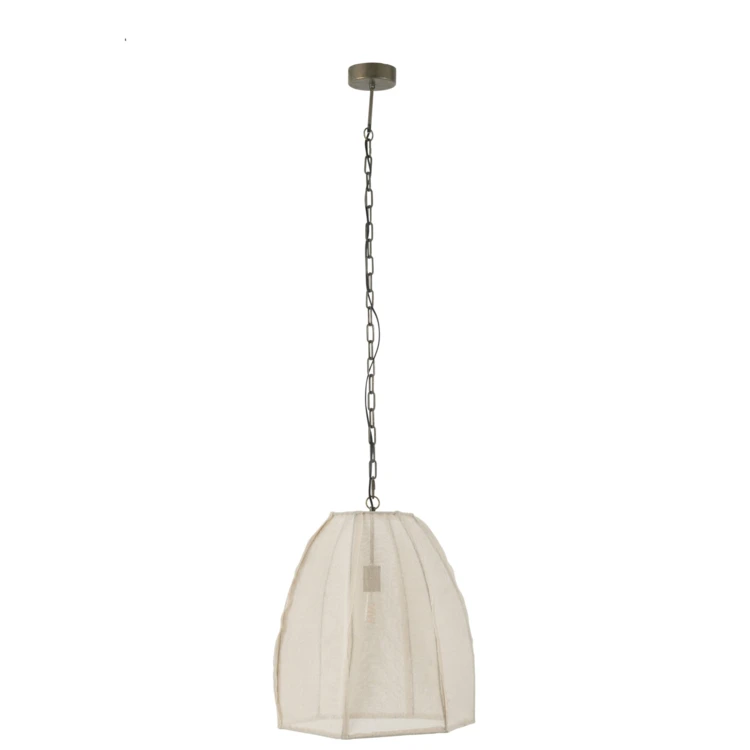 Suspension cloche en lin et fer