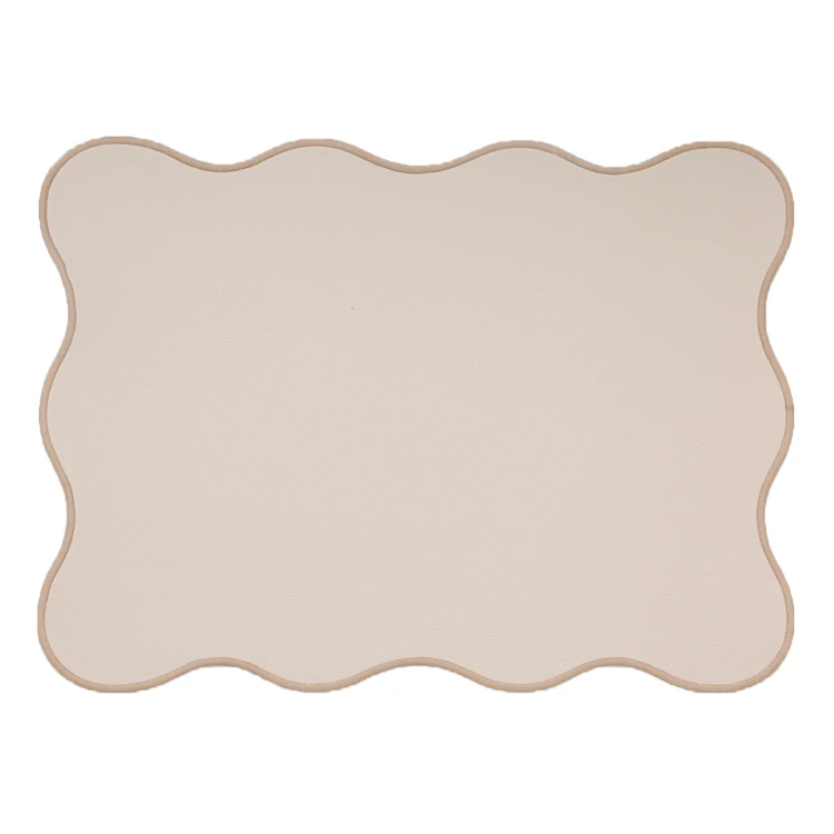 Mantel individual rectangular, liso con bordes ondulados