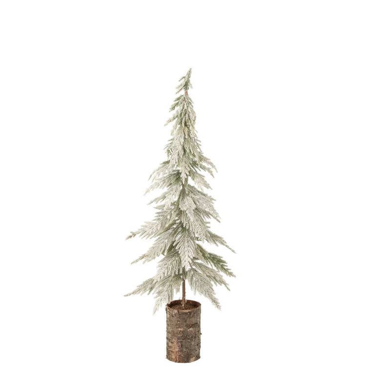 Sapin de Noël enneigé avec socle en bois
