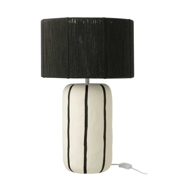 Lampe à poser en poterie avec abat-jour cylindrique