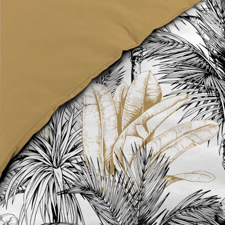 Parure de lit 3 pièces coton motif palmiers housse + 2 taies