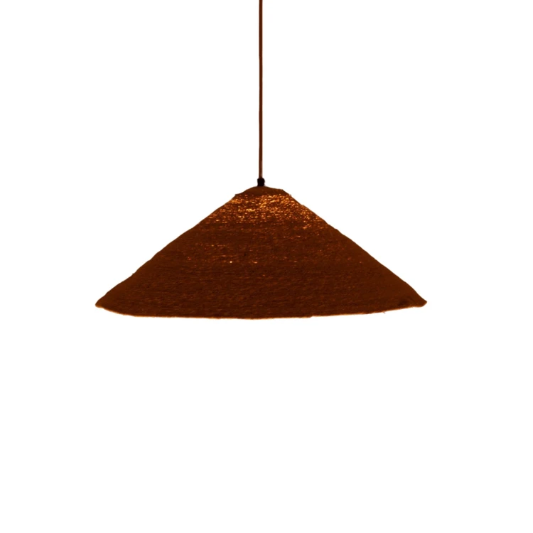 Suspension luminaire chapeau jonc naturel