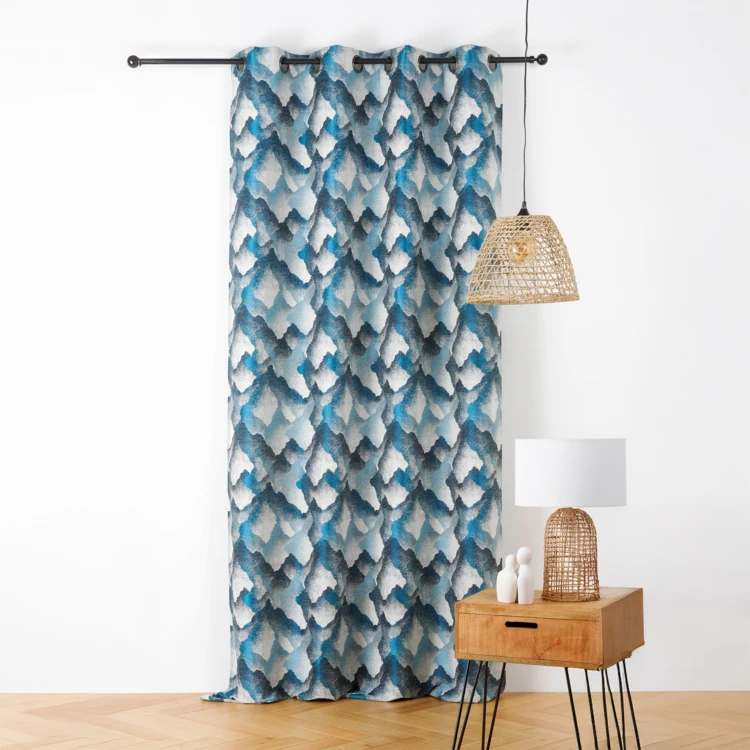 Rideau jacquard à oeillets motif minéral
