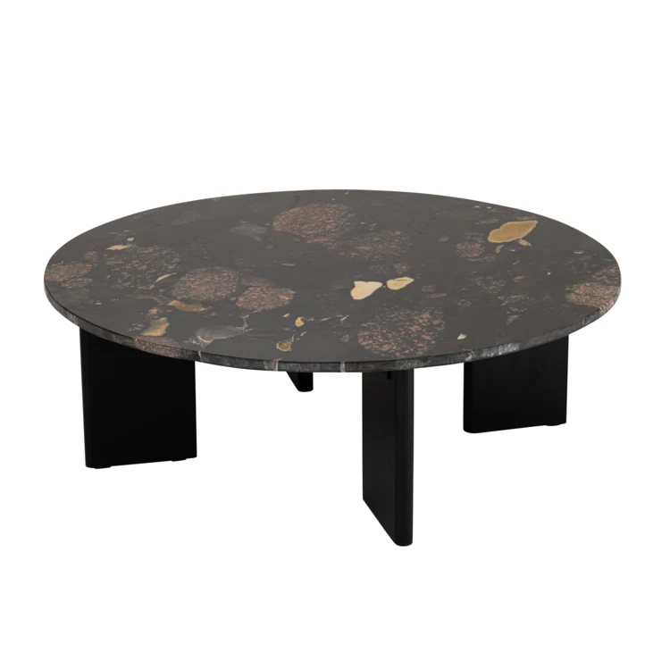 Table basse ronde en pierre effet marbre