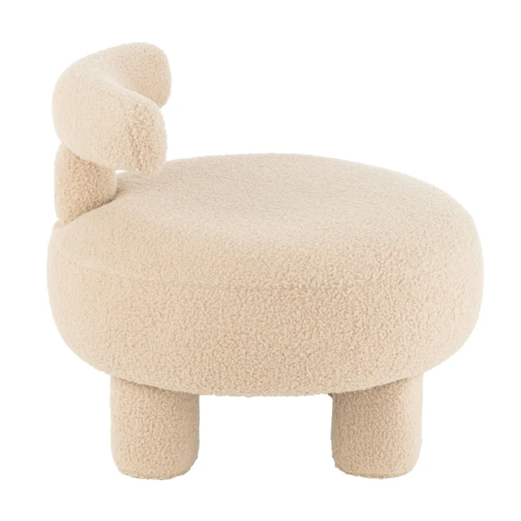 Pouf rond avec dossier en tissu bouclette