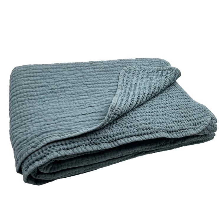 Dessus de lit réversible en coton nid d'abeille