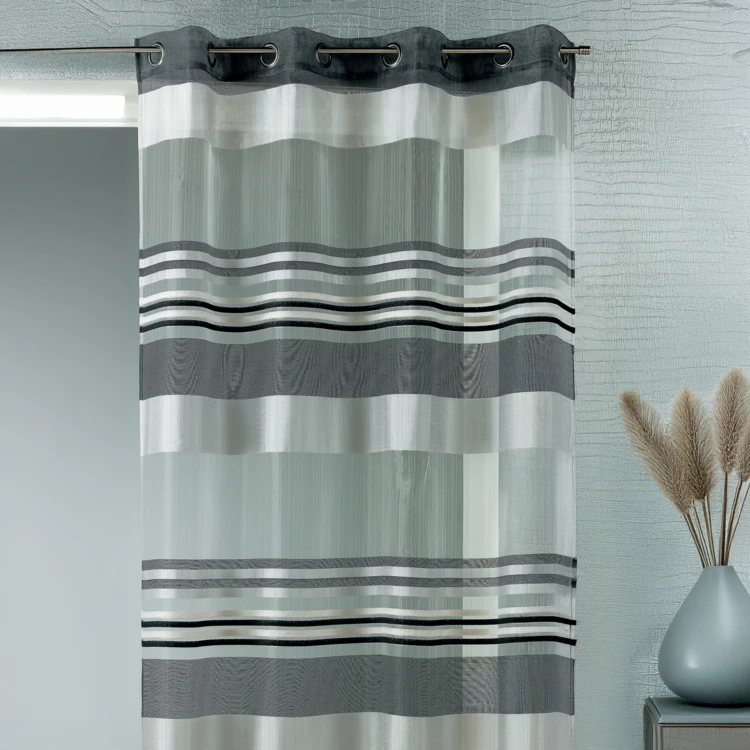 Voilage Organza rayures horizontales tissées