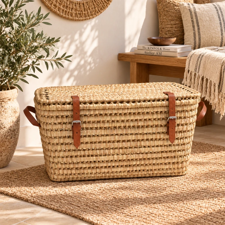 Malle de rangement fermeture cuir