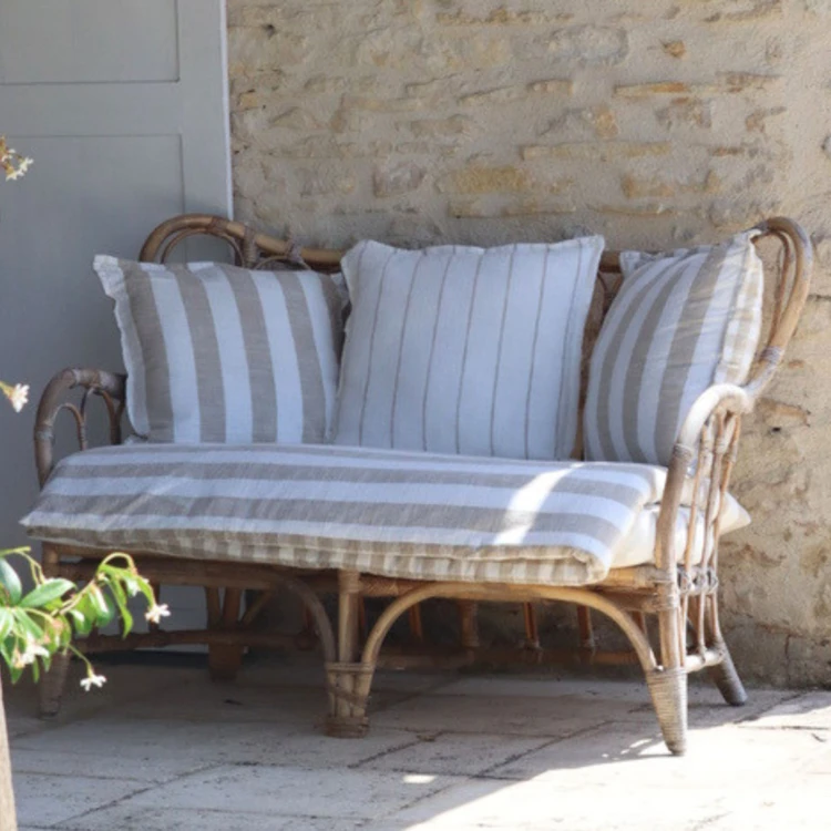 Édredon réversible coton flammé motifs rayures et vichy LOURMARIN