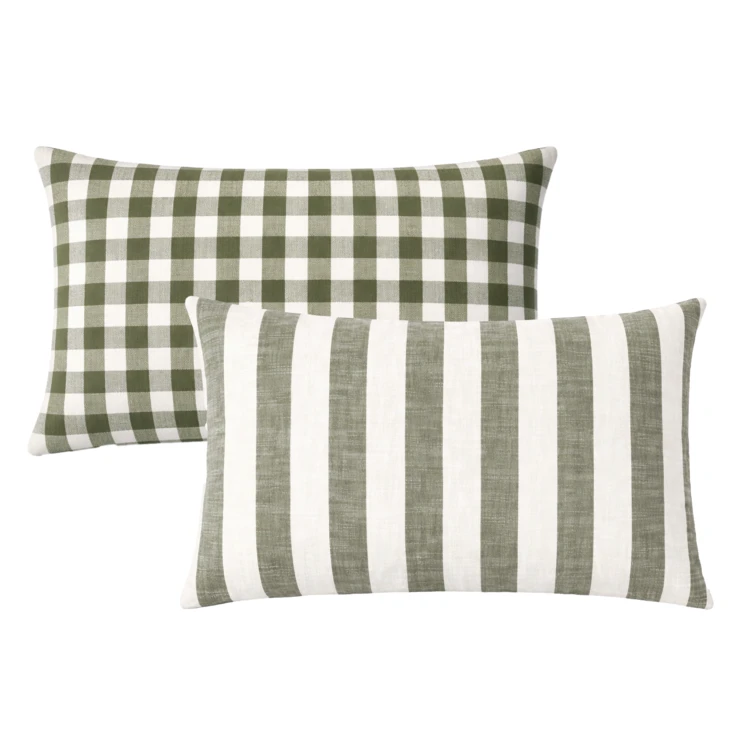 Capa de almofada 100% algodão riscas e gingham LOURMARIN