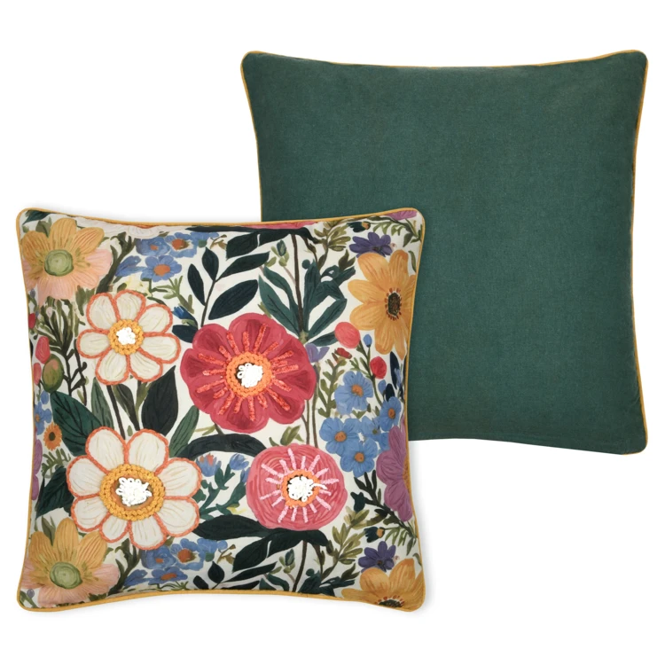 Coussin motif floral coloré