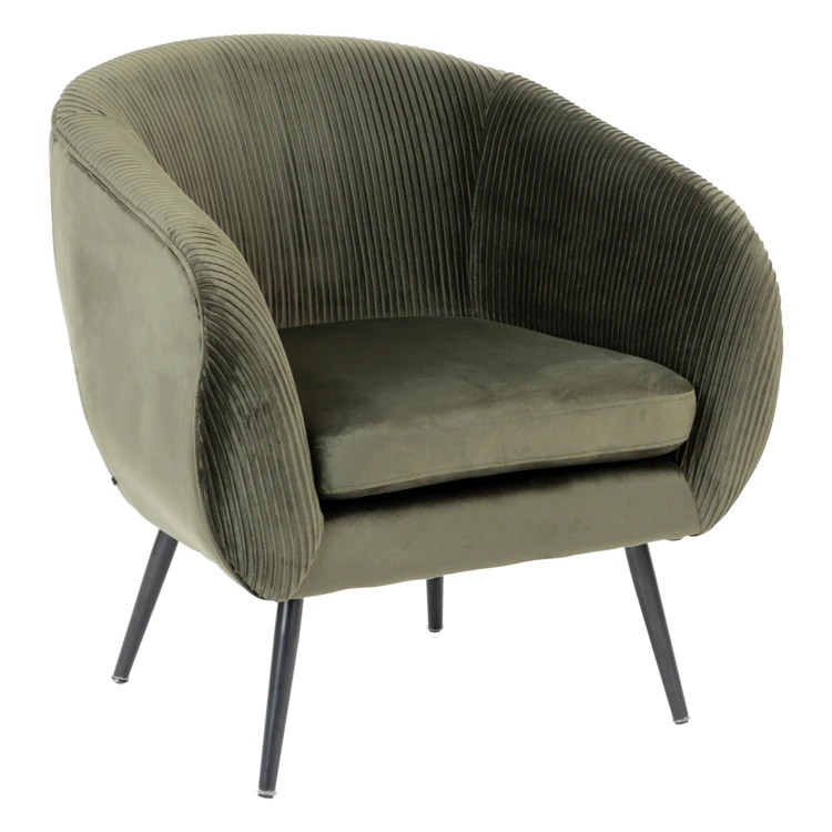 Sillón de pana con respaldo envolvente