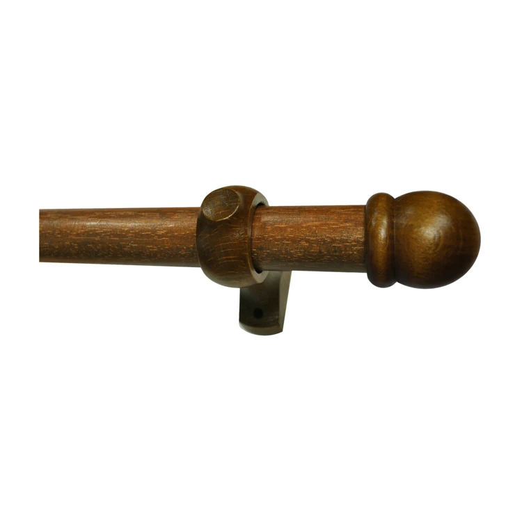 Kit tringle à rideaux en bois avec embouts ronds D28 mm