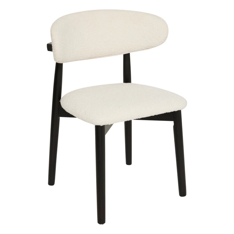 Chaise bouclette en bois massif avec dossier rembourré