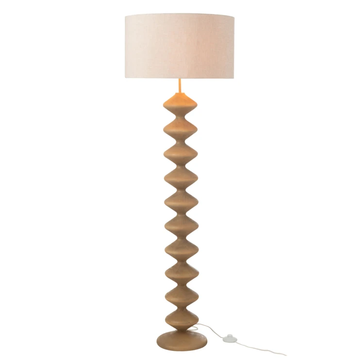 Lampadaire en bois de peuplier avec abat-jour tissu
