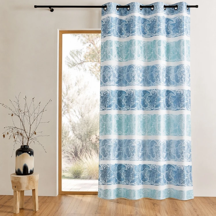Rideau en jacquard à rayures horizontales fantaisies