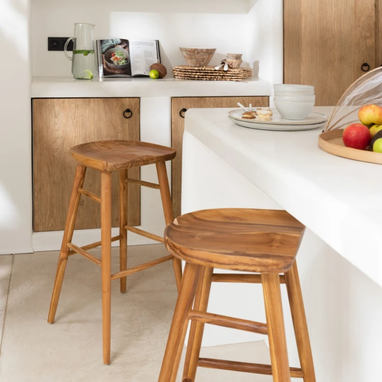 Tabouret de bar en teck design