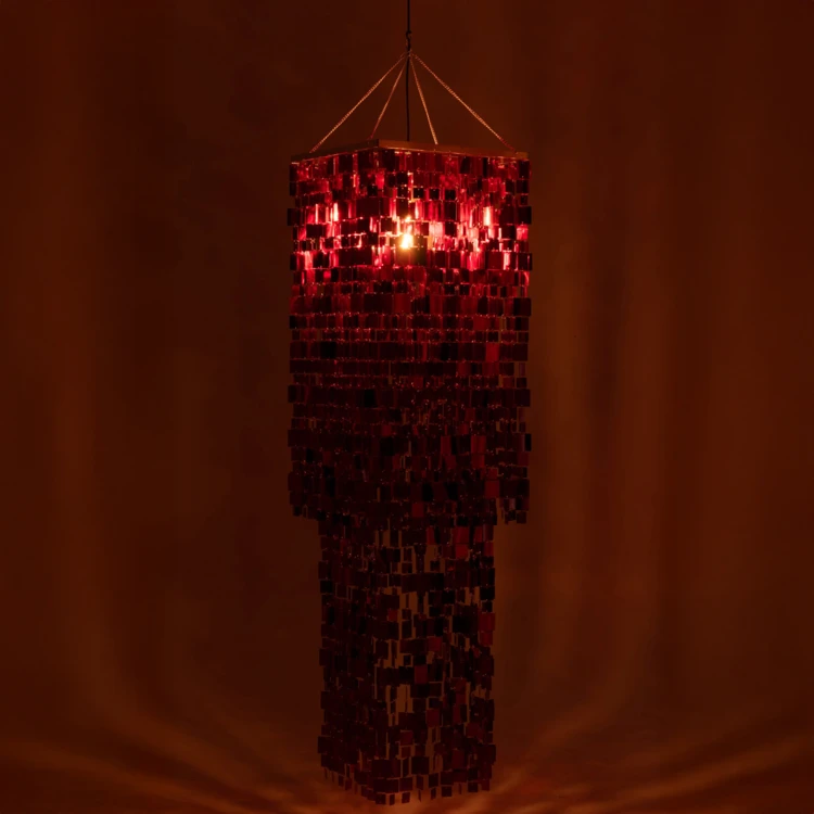 ABAT-JOUR CHANDELIER CARRÉ PVC DORÉ LARGE