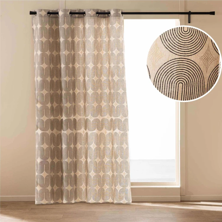 Rideau à œillets en polycoton avec motif métallisé