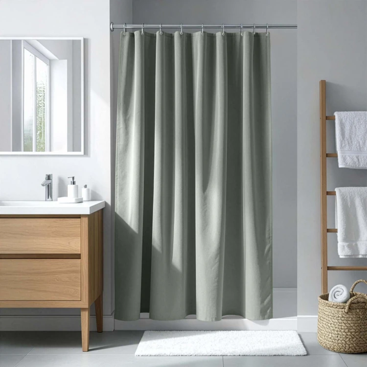 Cortina de duche simples com ganchos