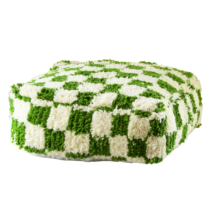 Housse de pouf damier en laine