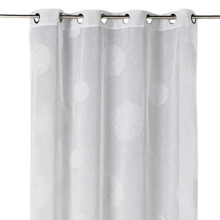 Voilage en Etamine Brodé ronds fils lurex brillants