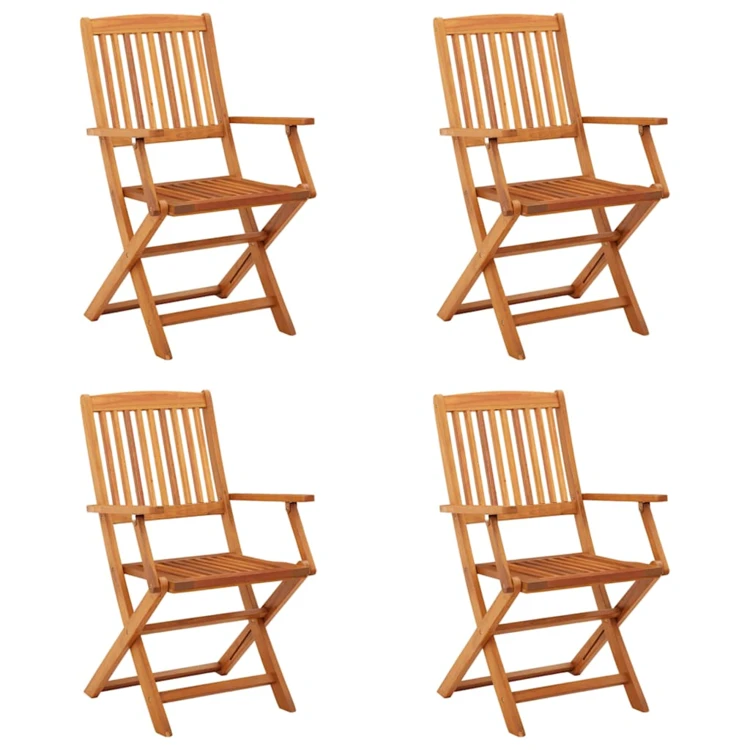 Lot de 4 chaises de jardin pliantes en bois