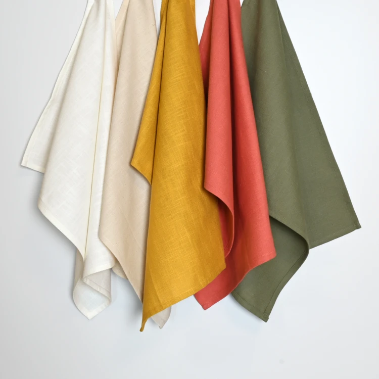 Torchon de cuisine en coton uni aspect tissé