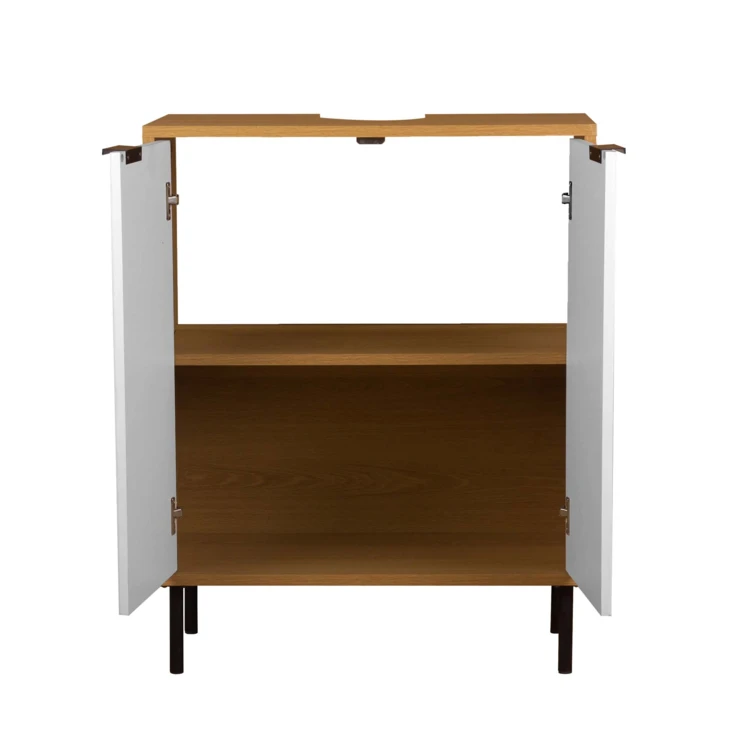 Meuble sous vasque de salle de bain avec rangement et portes rainurées