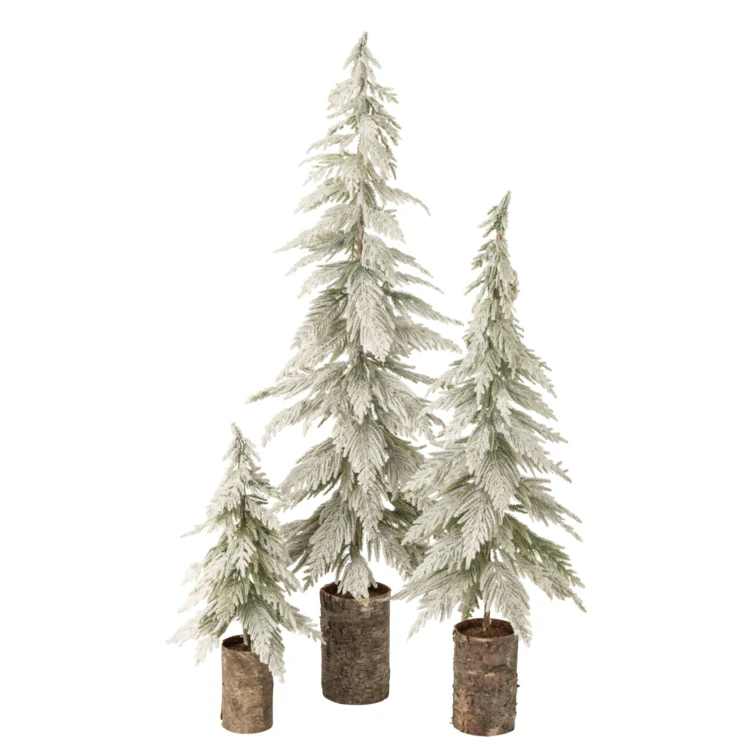 Sapin de Noël enneigé avec socle en bois