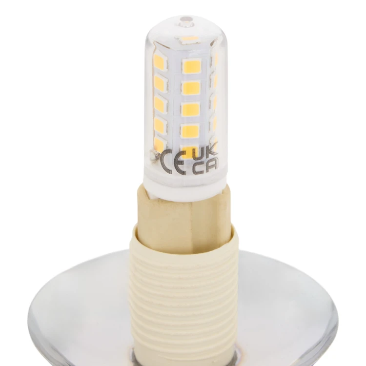 Lampe à poser avec globe opalin et base en acier