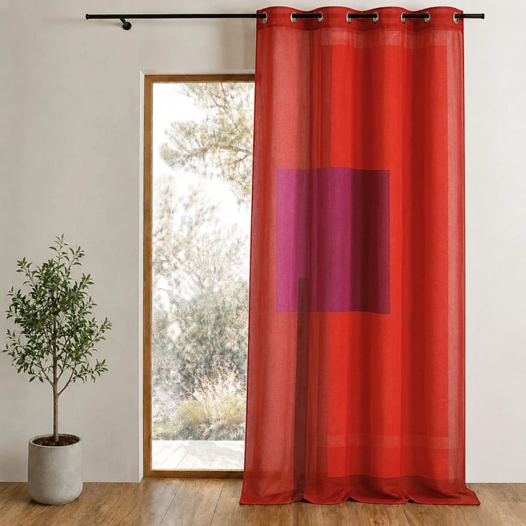 Voilage en étamine imprimée à motifs graphiques