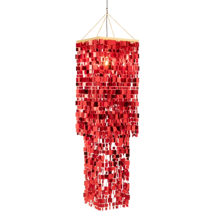 ABAT-JOUR CHANDELIER CARRÉ PVC DORÉ LARGE