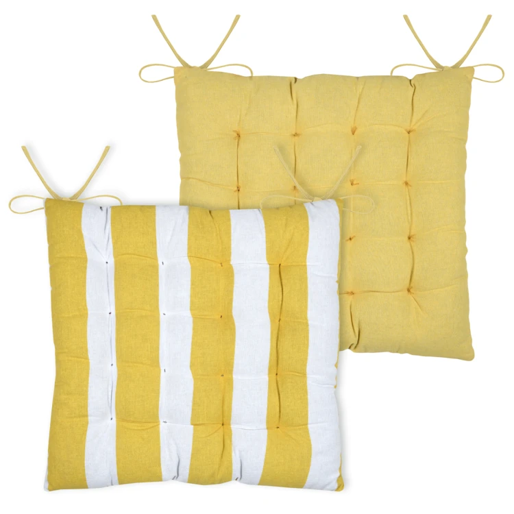 Galette de chaise polycoton matelassée à rayures