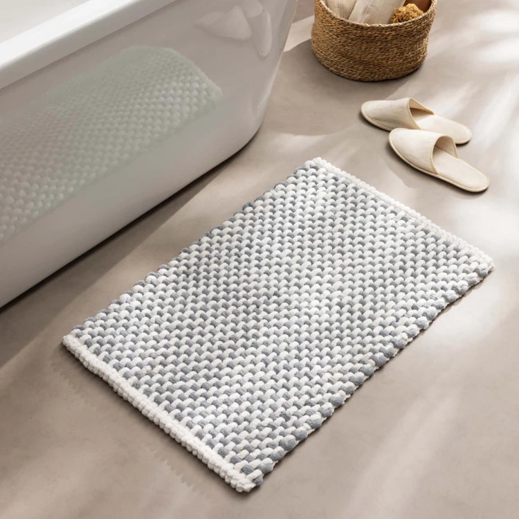 Tapis de bain en polycoton chenille ultra-absorbant
